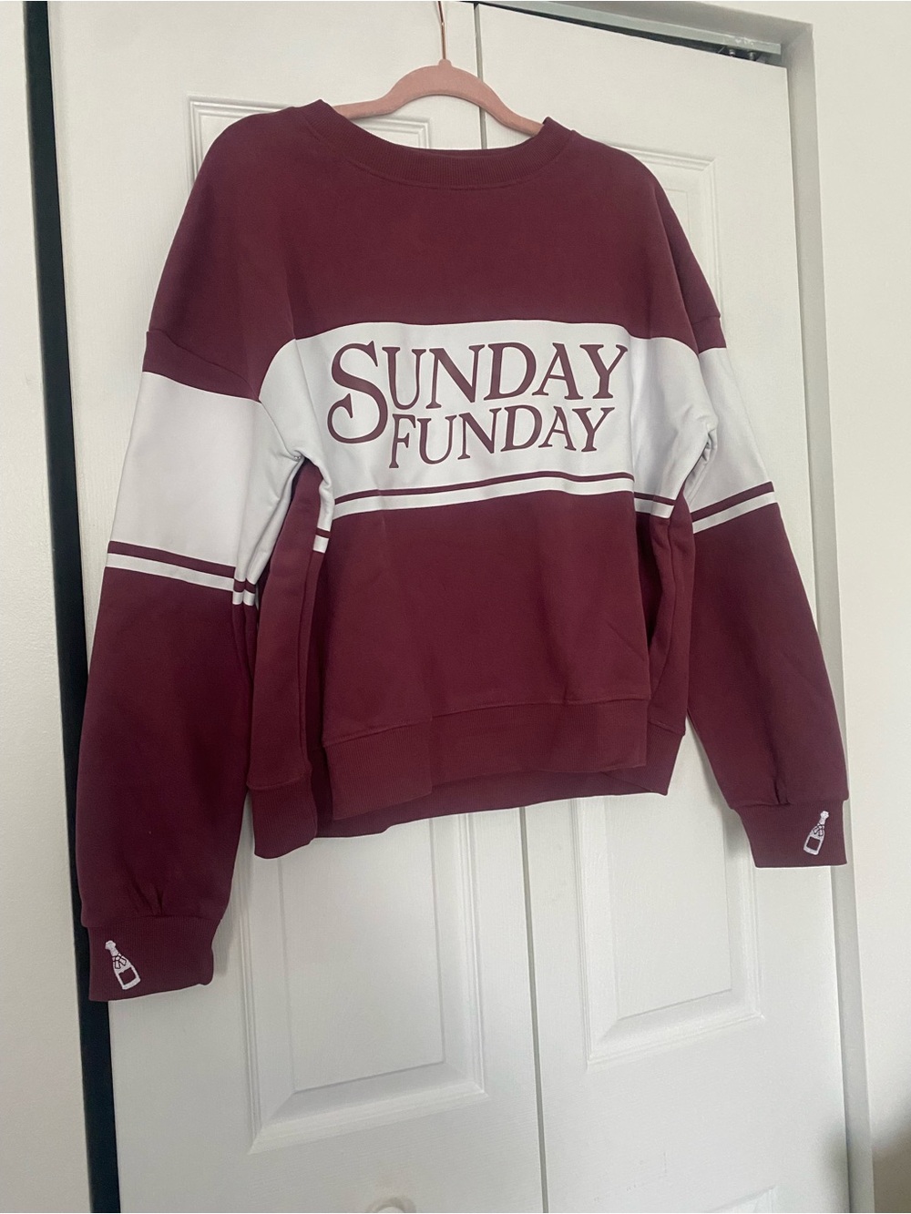 Sunday Funday Maroon & White Crewneck Sweatshirt